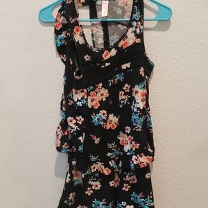 a black flower romper